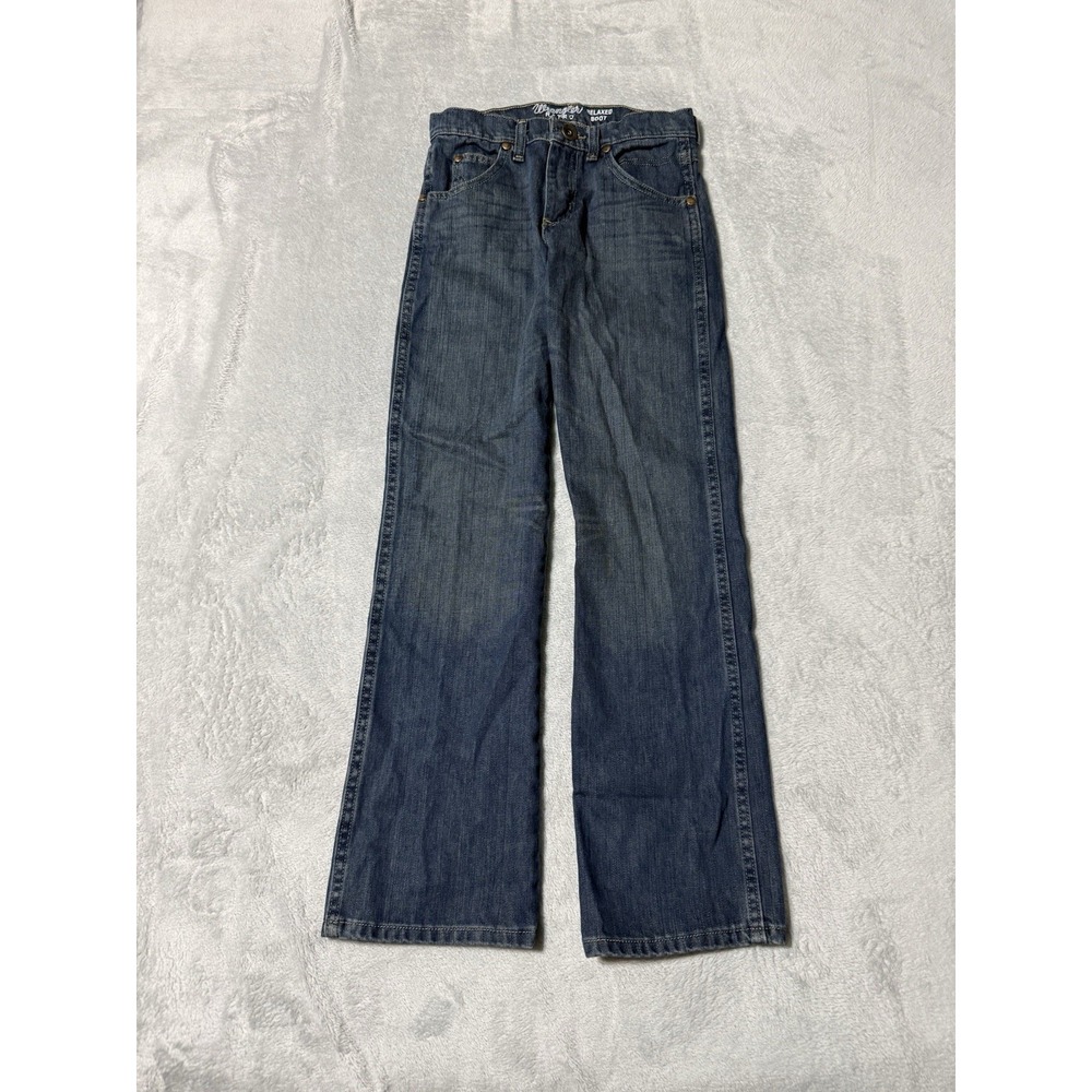 Wrangler Retro Relaxed Boot Jeans Boys 12 Blue Adjustable Waist Denim 24x28